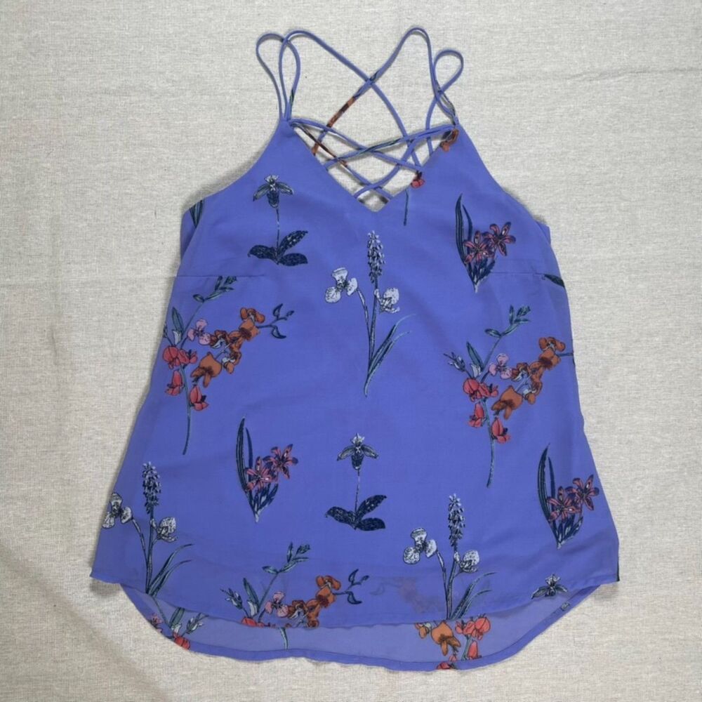 Japna | Periwinkle Floral Spaghetti Strap Tank | Small